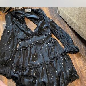 Paparazzi Midnight Black Dress with Gold Stars